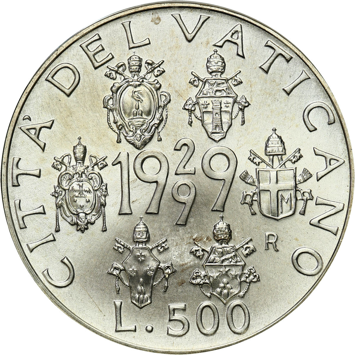 Watykan 500 lirów 1999 JAN PAWEL II 70 LECIE PANSTWA WATYKAN